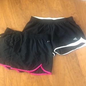 Columbia and adidas running shorts